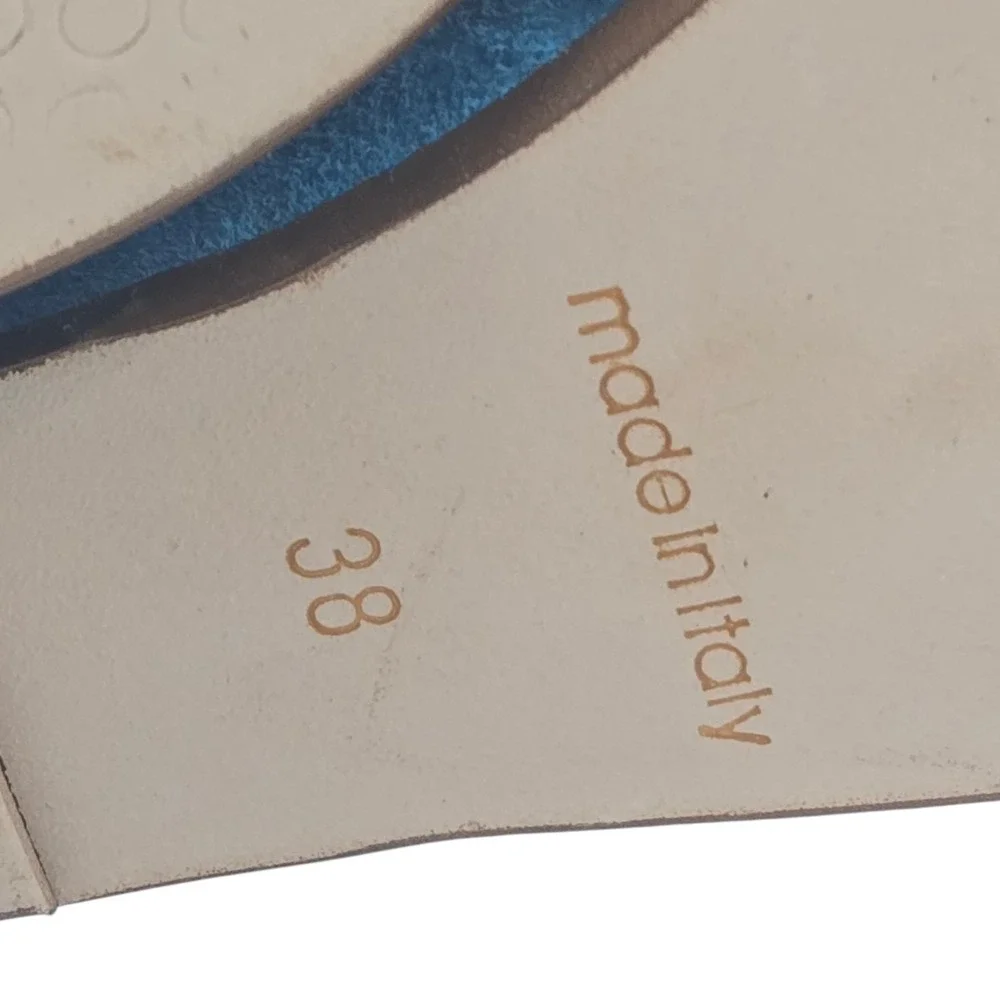 Luxury Turquoise Suede Peep-toe Platform Slingback Wedge Sandal Size 38 NIB $458
